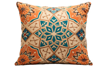 Moroccan Decorative Pillow with Bohemian Flair on a Clear Surface or PNG Transparent Background.