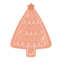  Cute winter xmas tree gingerbread cookie Pink Christmas watercolor groovy retro vintage Clipart Ornaments