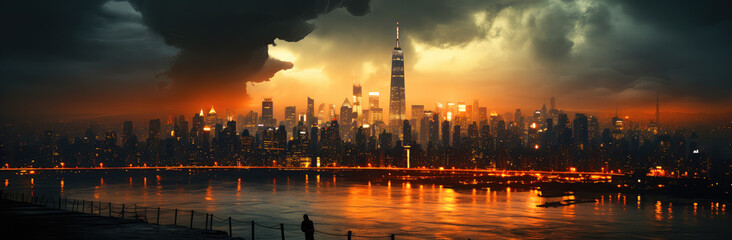 Obraz premium Echoes of Civilization: The Stark and Haunting Beauty of a Post-Apocalyptic Urban Landscape - Generative AI