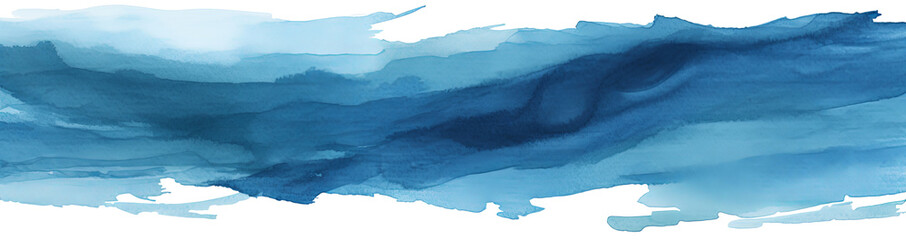 Watercolor blue brush painting isolated on transparent background PNG - obrazy, fototapety, plakaty
