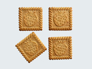 square cookies with strawberries