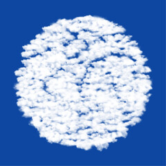 Clouds in the shape of a basketball symbol on a blue sky background. A symbol consisting of clouds in the center. Vector illustration on blue background