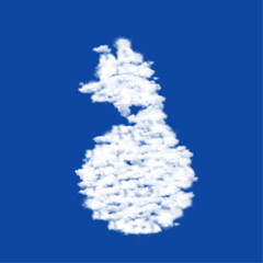 Clouds in the shape of a bomb symbol on a blue sky background. A symbol consisting of clouds in the center. Vector illustration on blue background