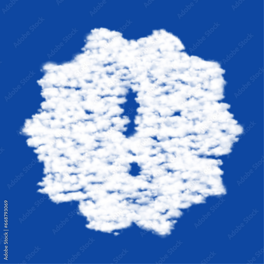 Aufkleber clouds in the shape of a warning symbol on a blue sky background. a symbol consisting of clouds in t