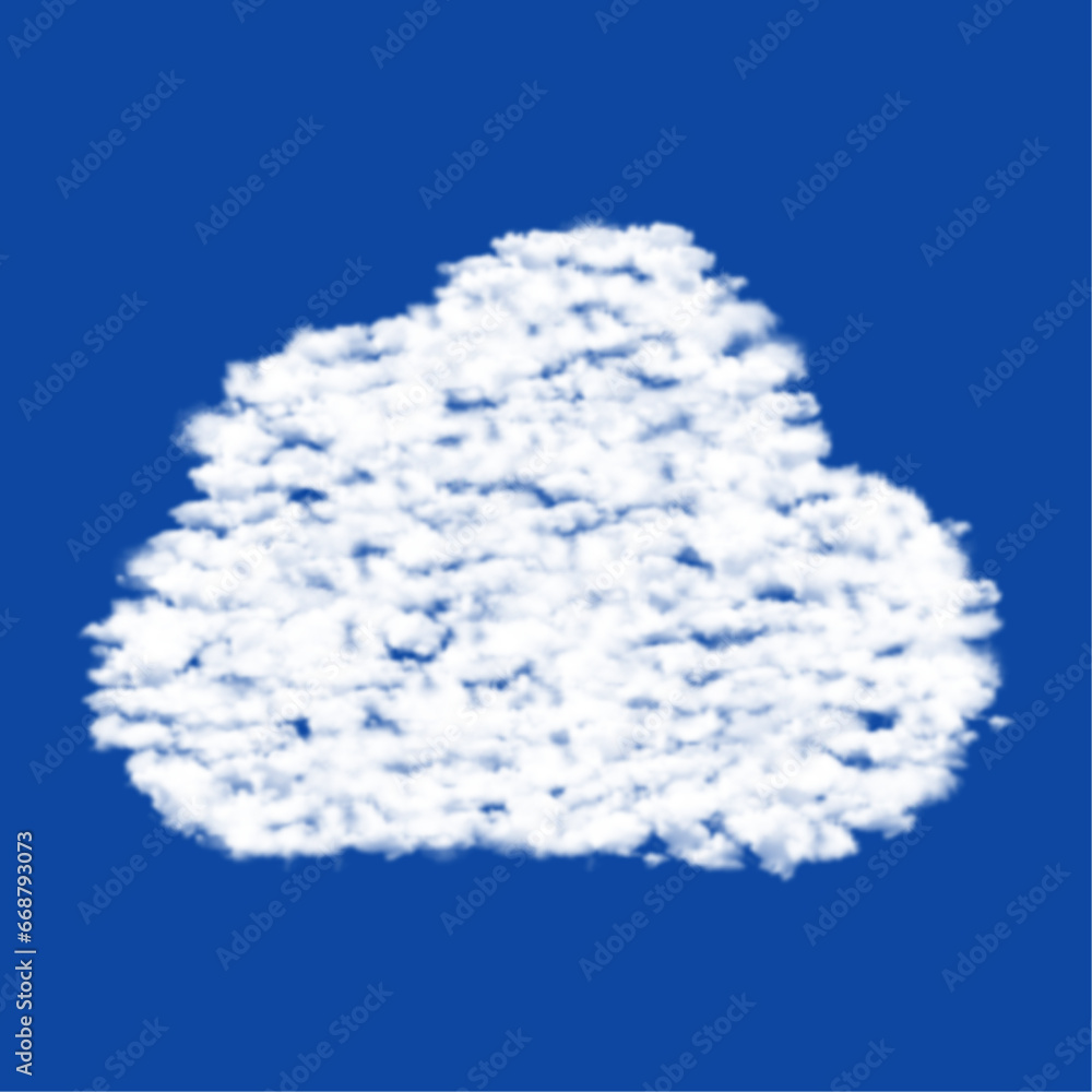 Poster clouds in the shape of a cloud symbol on a blue sky background. a symbol consisting of clouds in the
