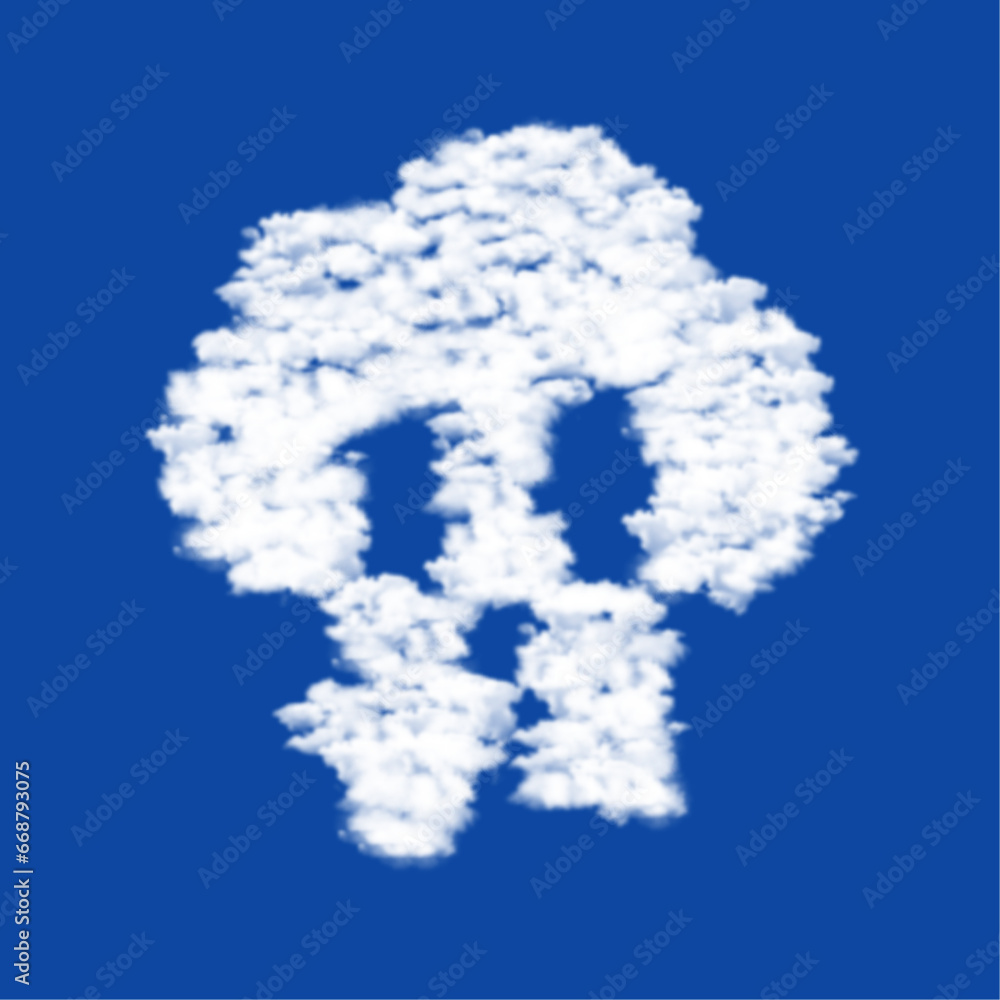 Poster clouds in the shape of a cloud technology symbol on a blue sky background. a symbol consisting of cl