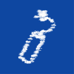 Naklejka premium Clouds in the shape of a dynamite symbol on a blue sky background. A symbol consisting of clouds in the center. Vector illustration on blue background