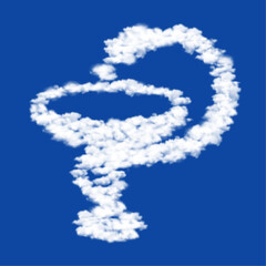 Clouds in the shape of a medicine symbol on a blue sky background. A symbol consisting of clouds in the center. Vector illustration on blue background