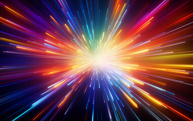 Naklejka premium futuristic sci-fi vibrant light speed explosion