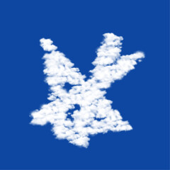 Clouds in the shape of a school supplies symbol on a blue sky background. A symbol consisting of clouds in the center. Vector illustration on blue background