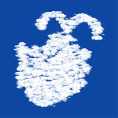 Clouds in the shape of a washing hands symbol on a blue sky background. A symbol consisting of clouds in the center. Vector illustration on blue background