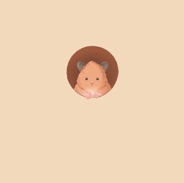 Cute hamster emblem  in the raund frame illustration