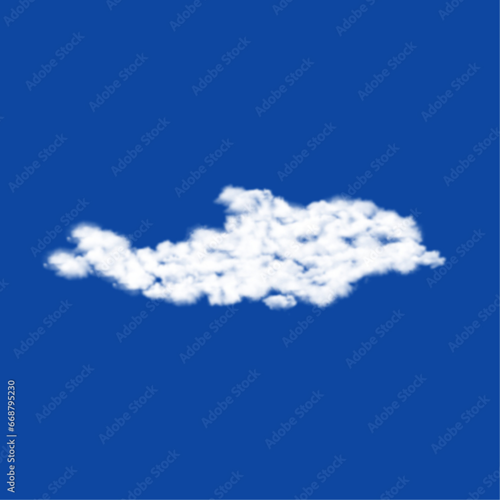 Poster clouds in the shape of a dolphin symbol on a blue sky background. a symbol consisting of clouds in t
