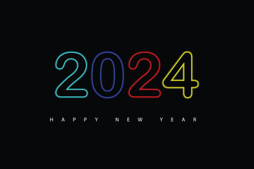 Happy new year 2024 . light effect text .