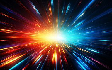 Fototapeta na wymiar futuristic sci-fi vibrant light speed explosion