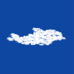Clouds in the shape of a dolphin symbol on a blue sky background. A symbol consisting of clouds in the center. Vector illustration on blue background