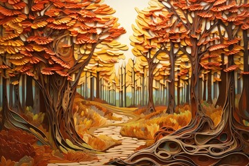 A magical autumn forest scene