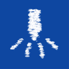 Clouds in the shape of a garland light bulb symbol on a blue sky background. A symbol consisting of clouds in the center. Vector illustration on blue background