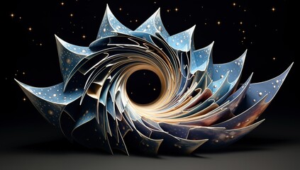 Cosmic portal with stars and swirls on a dark background. Abstract background and wallpaper. - obrazy, fototapety, plakaty