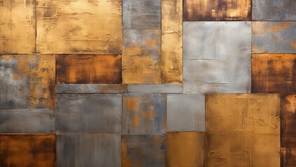 Metallic panels of various colors and textures. Abstract background and wallpaper.