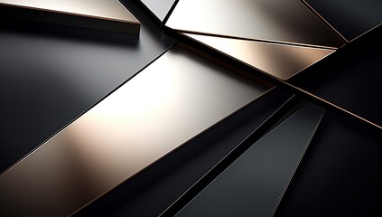 Black-gold geometric shapes on a dark background. Abstract background and wallpaper.