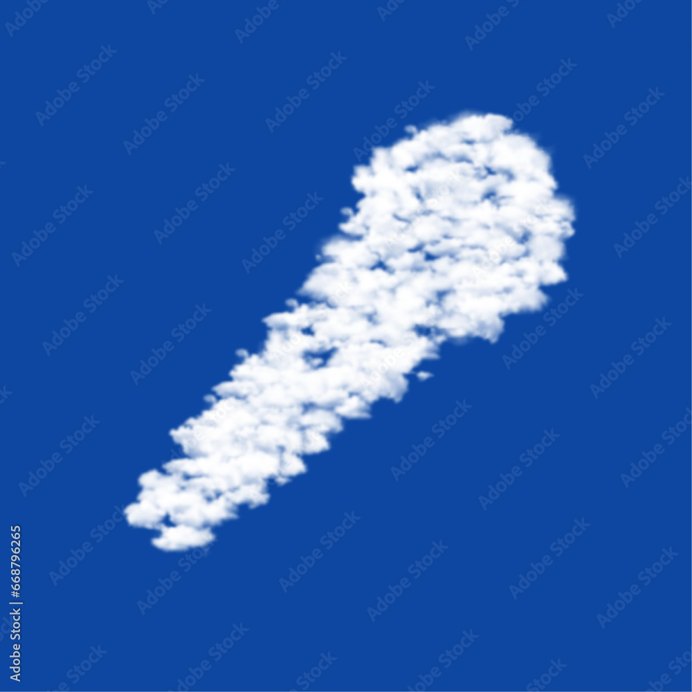 Poster clouds in the shape of a microphone symbol on a blue sky background. a symbol consisting of clouds i