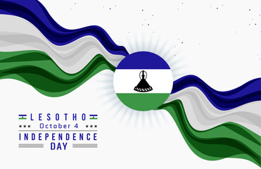 Happy Independence Day of Lesotho with Flag
