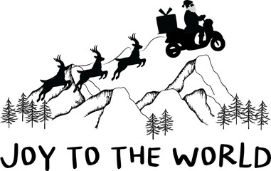 Christmas Santa Claus  Reindeer - Joy to the World