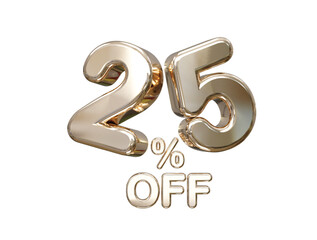 25 percent off discount sale 3d rendering text illustration