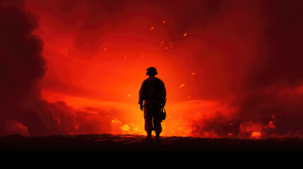 Fototapeta premium silhouette of a soldier