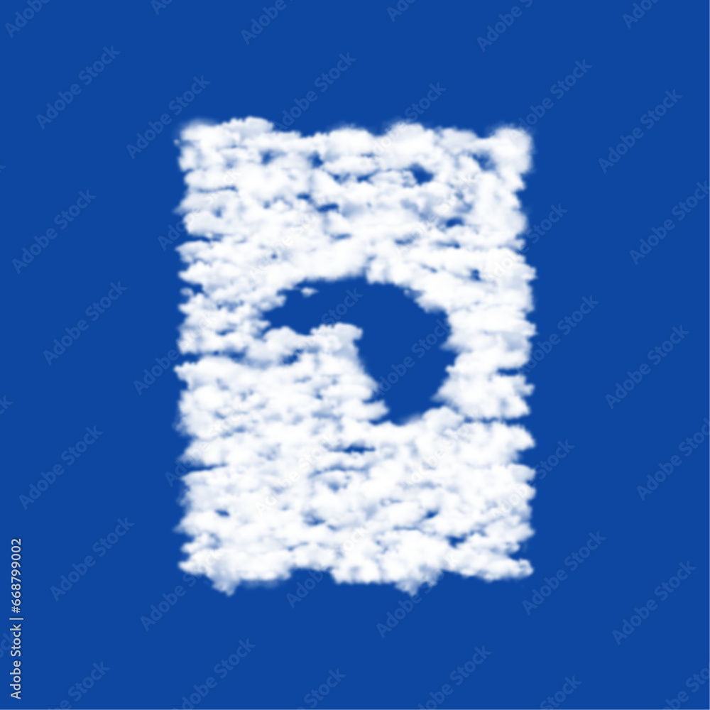 Poster clouds in the shape of a washer symbol on a blue sky background. a symbol consisting of clouds in th