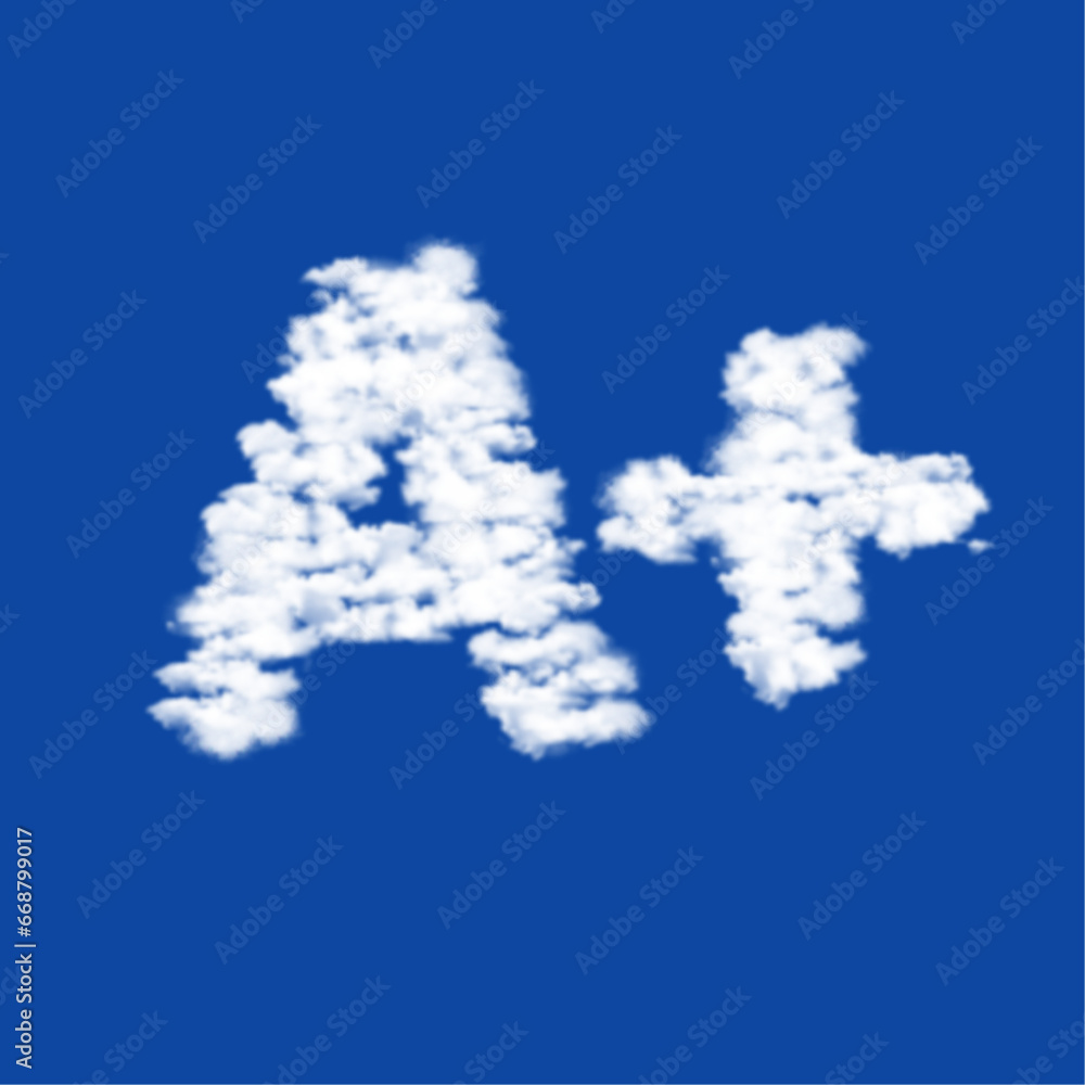 Aufkleber clouds in the shape of a a plus symbol on a blue sky background. a symbol consisting of clouds in th