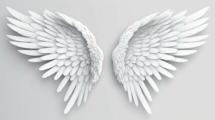Silver angel wings on a white background