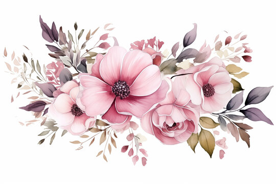 pink and white flowers in white background 