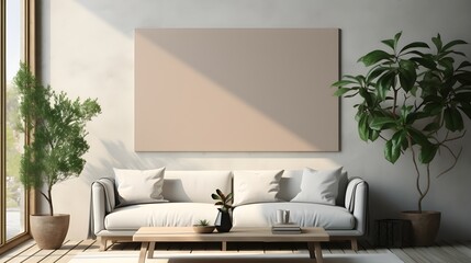 Mock up for wall photo frame in modern living room