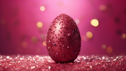 one red Easter egg with glitter.