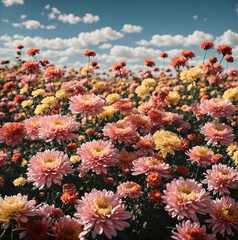 Fototapeta na wymiar Wild Chrysanthemum Splendor: A Field of Natural Beauty
