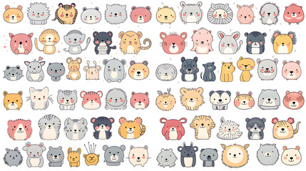 Obraz premium Cartoon clip art style of various animals for children
