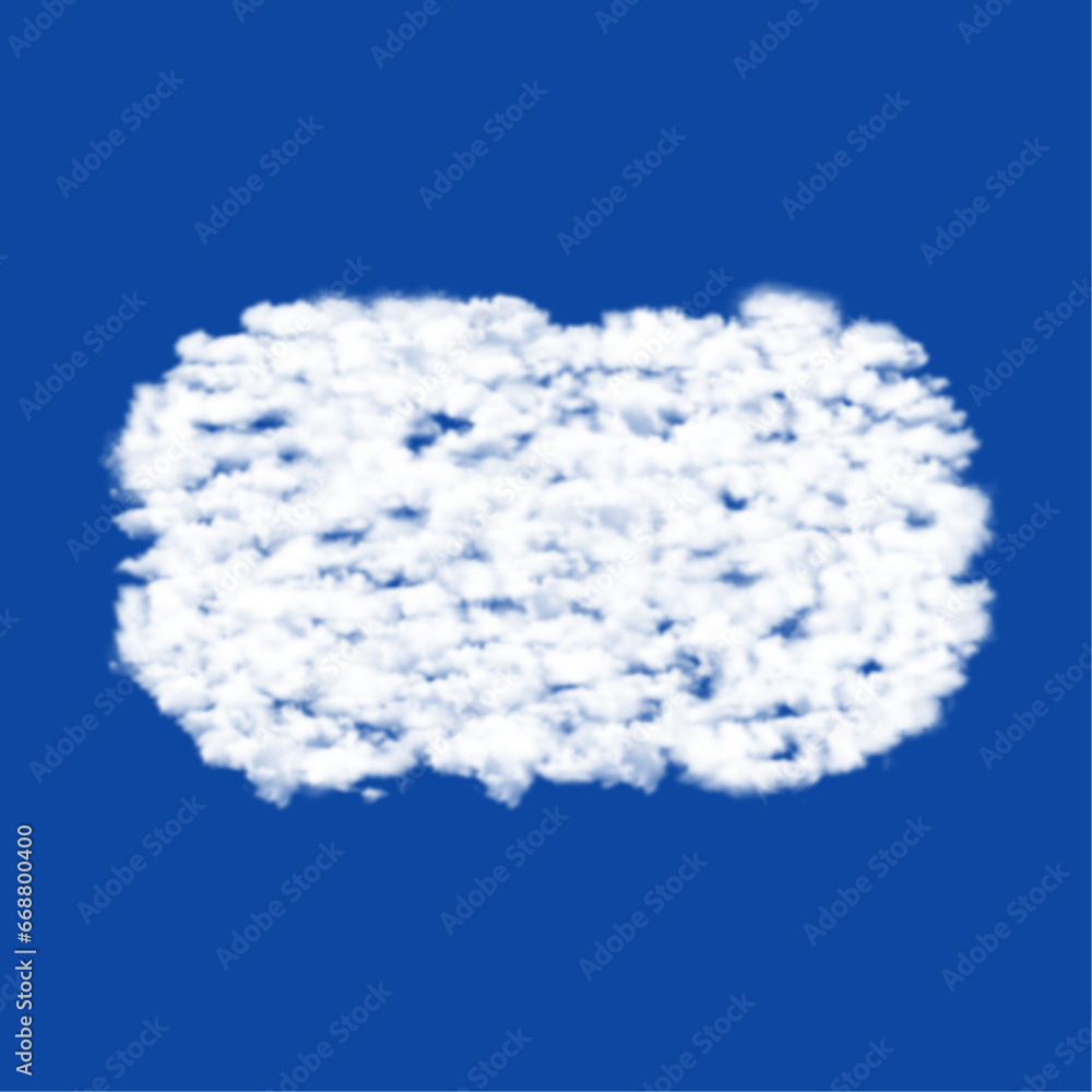 Poster clouds in the shape of a diving goggles symbol on a blue sky background. a symbol consisting of clou