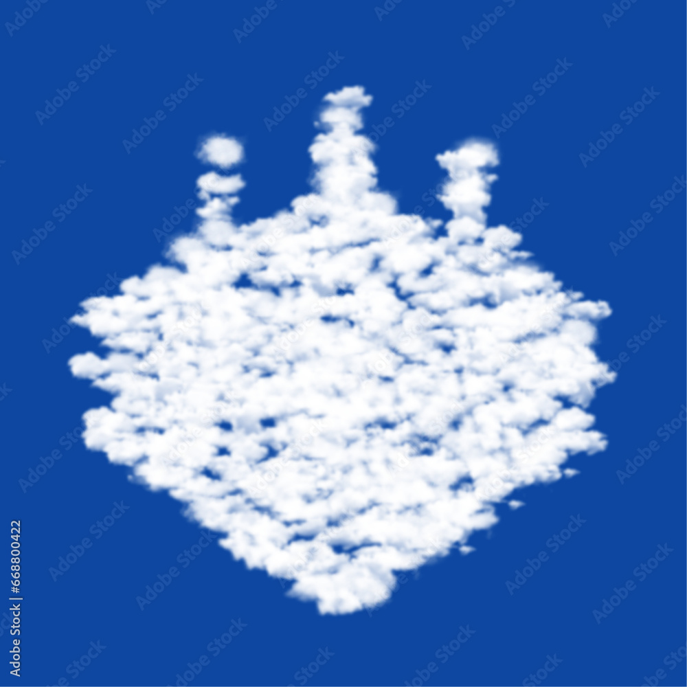Poster clouds in the shape of a absorbent symbol on a blue sky background. a symbol consisting of clouds in