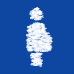 Clouds in the shape of a pregnant woman symbol on a blue sky background. A symbol consisting of clouds in the center. Vector illustration on blue background