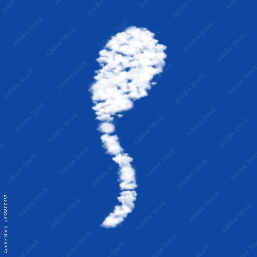Poster clouds in the shape of a balloon symbol on a blue sky background. a symbol consisting of clouds in t