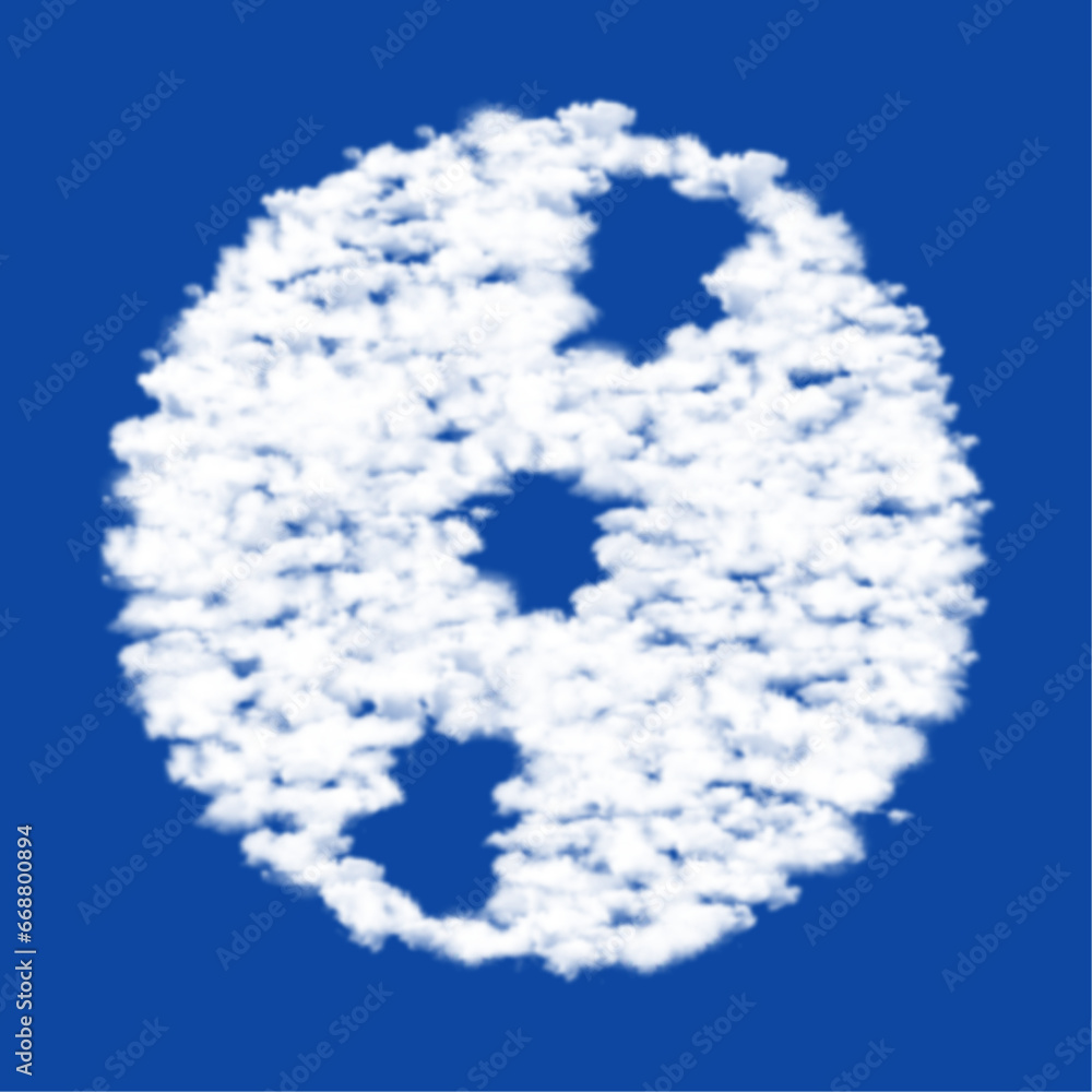 Poster clouds in the shape of a cd symbol on a blue sky background. a symbol consisting of clouds in the ce