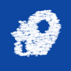Fototapeta premium Clouds in the shape of a real estate location symbol on a blue sky background. A symbol consisting of clouds in the center. Vector illustration on blue background