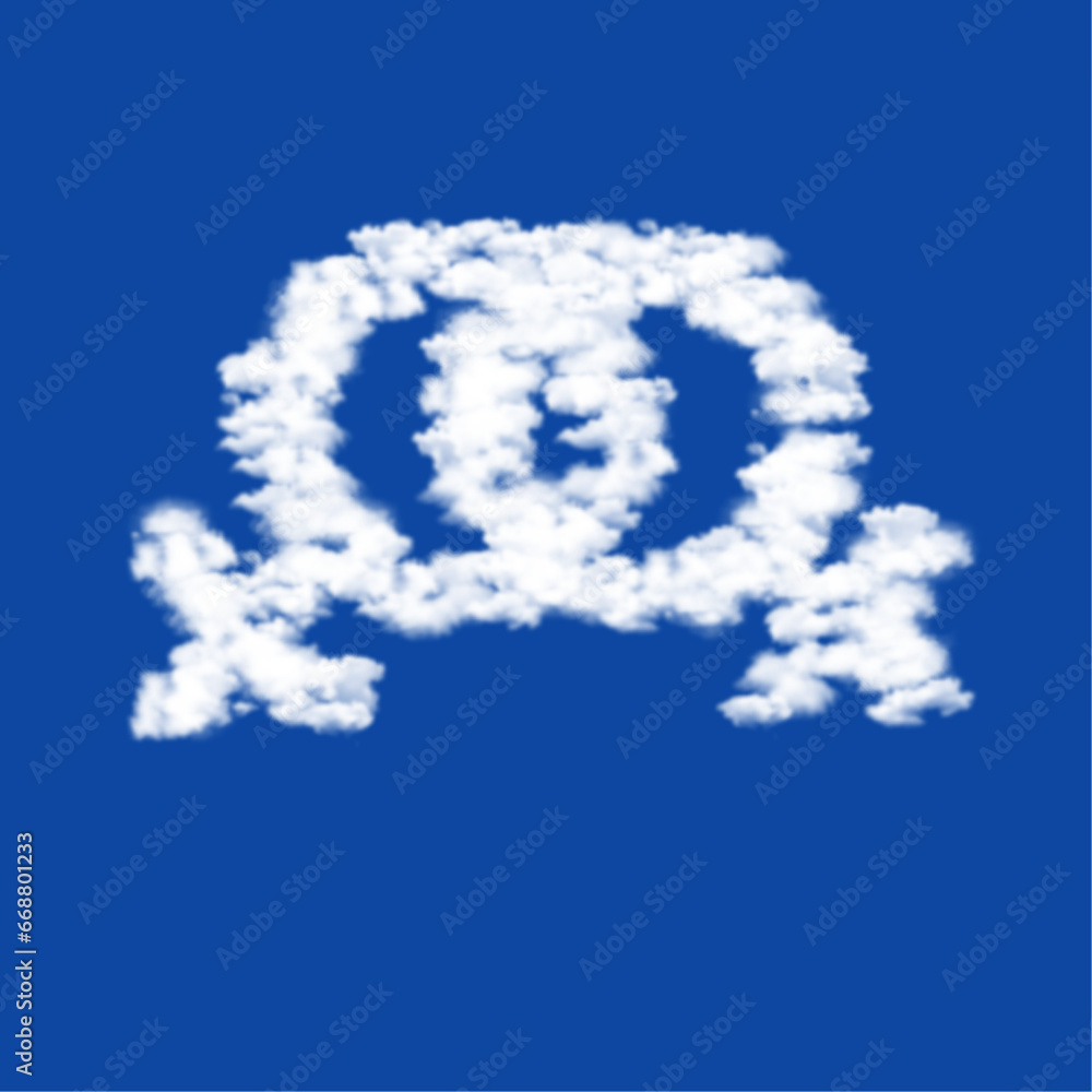 Poster clouds in the shape of a lesbian symbol on a blue sky background. a symbol consisting of clouds in t