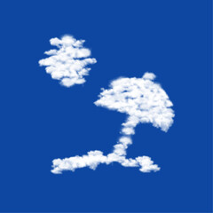 Clouds in the shape of a beach symbol on a blue sky background. A symbol consisting of clouds in the center. Vector illustration on blue background