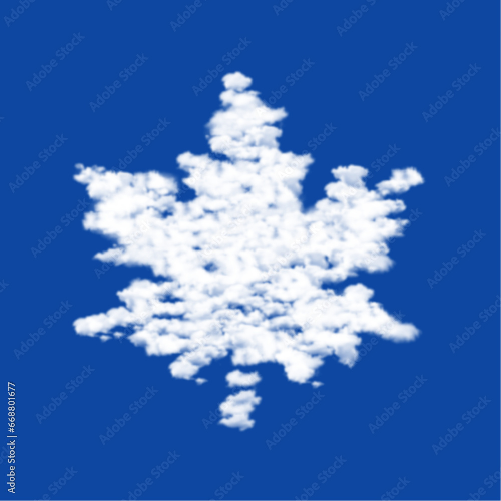 Aufkleber clouds in the shape of a maple leaf on a blue sky background. a symbol consisting of clouds in the c
