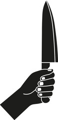 Hand holding knife icon. Vector. Flat design.