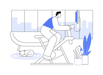 Home cycle training isolated cartoon vector illustrations.