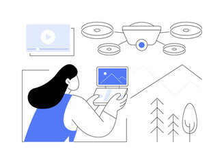 Drone filming isolated cartoon vector illustrations.